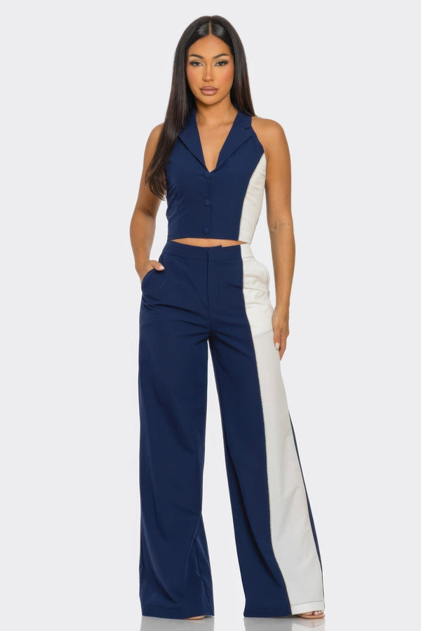 2 Pcs Color Block Set - Set - SmartBuyApparel