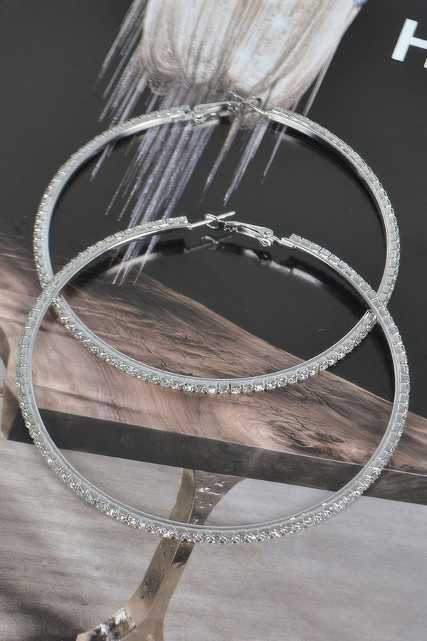 8cm Double Rhinestone Hoop Earrings - | SmartBuyApparel