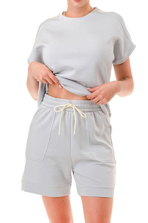 Air Cotton Monochrome Tee And Shorts Set - | SmartBuyApparel
