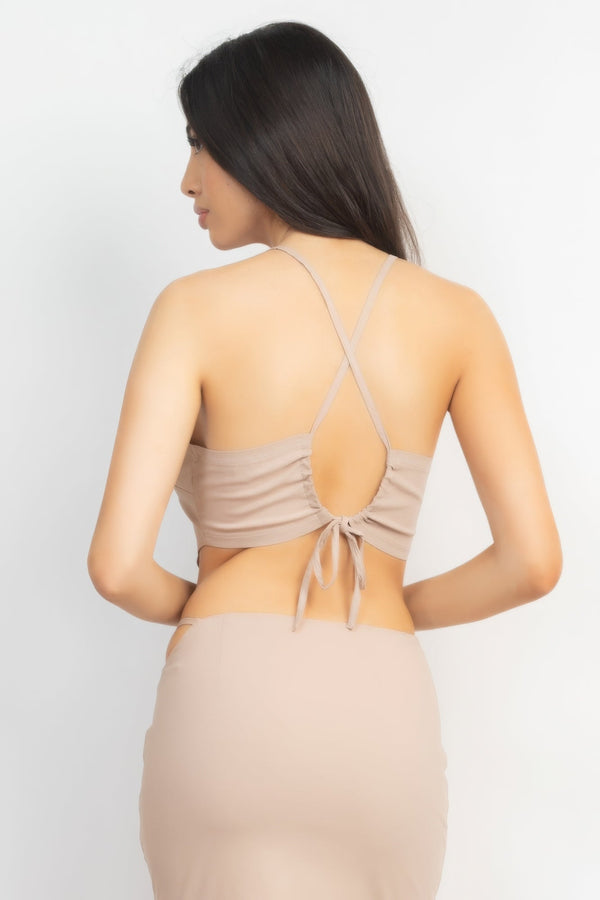 Asymmetrical Cross - Back Top & Skirts Set - Women's set - SmartBuyApparel