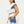 Color Block Denim Sleeve Top And Biker Shorts Set - Women's set - SmartBuyApparel