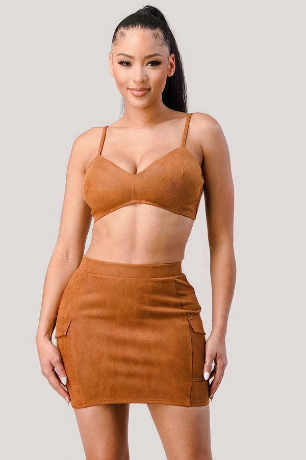 Diagonal Bralette With Cropped Blazer Jacket & Mini Skirt 3pcs Set - Type: Women's set - SmartBuyApparel