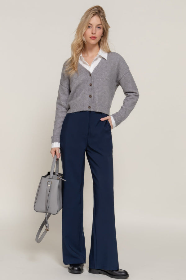 Elastic straight woven long pants - Women's Pants - SmartBuyApparel