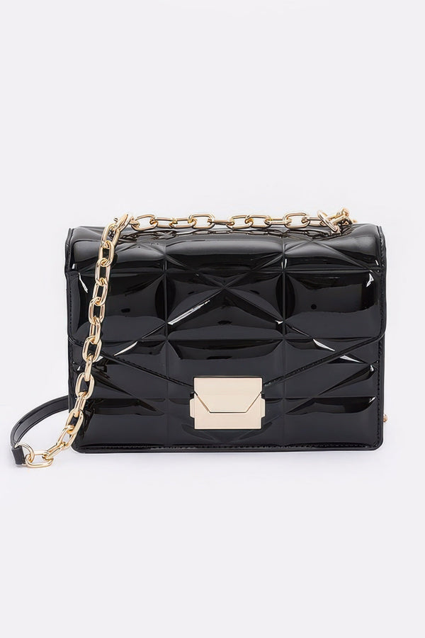 Embossed Enamel Flap Crossbody Clutch - | SmartBuyApparel