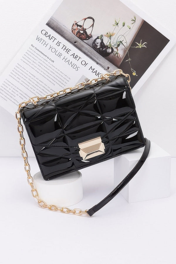 Embossed Enamel Flap Crossbody Clutch - | SmartBuyApparel