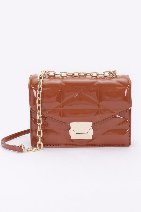 Embossed Enamel Flap Crossbody Clutch - | SmartBuyApparel