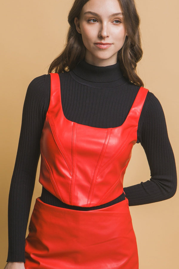 Faux Leather Corsetry - Women's top - SmartBuyApparel