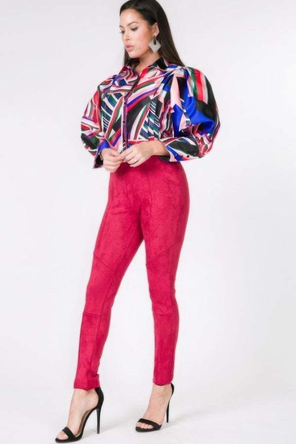 Faux Suede Skinny Pants - Women's Pants - SmartBuyApparel