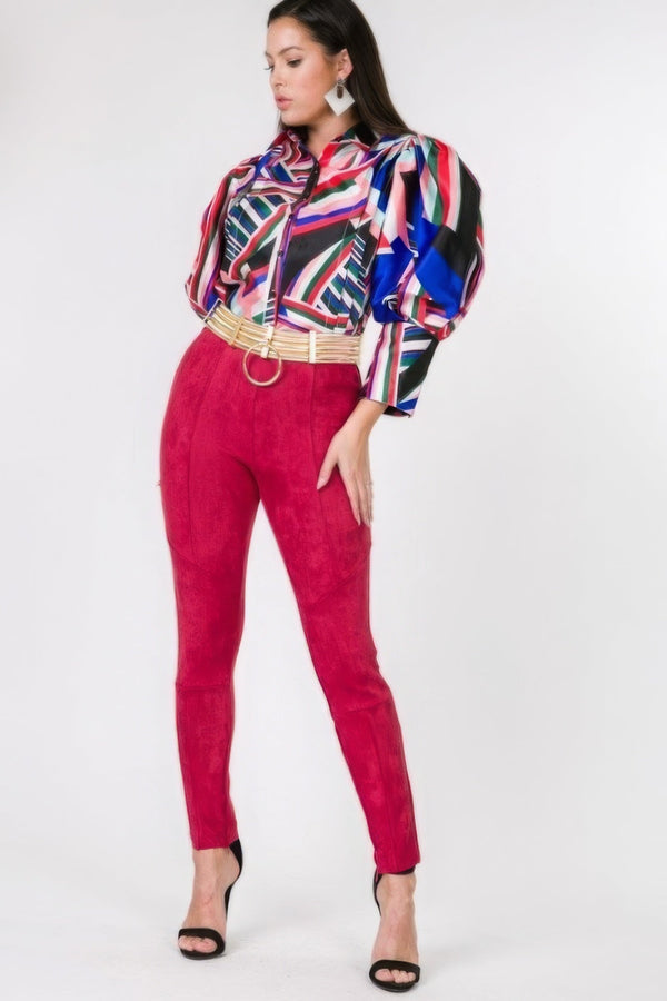 Faux Suede Skinny Pants - Women's Pants - SmartBuyApparel