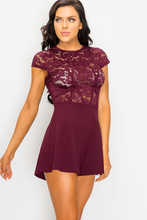 Floral Sheer Lace Combo Romper - Type: Romper - SmartBuyApparel