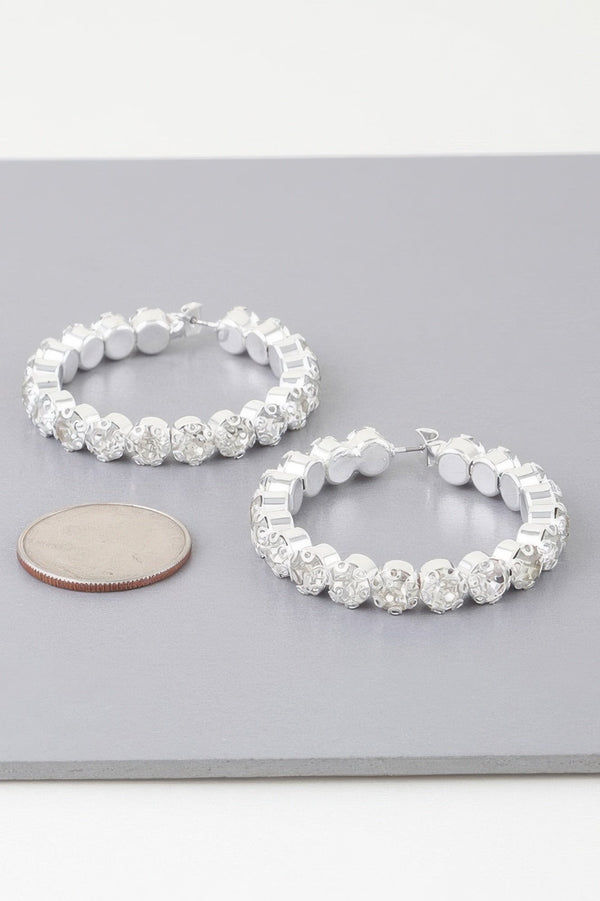 Geometric Rhinestone Cut Hoop Earrings - | SmartBuyApparel