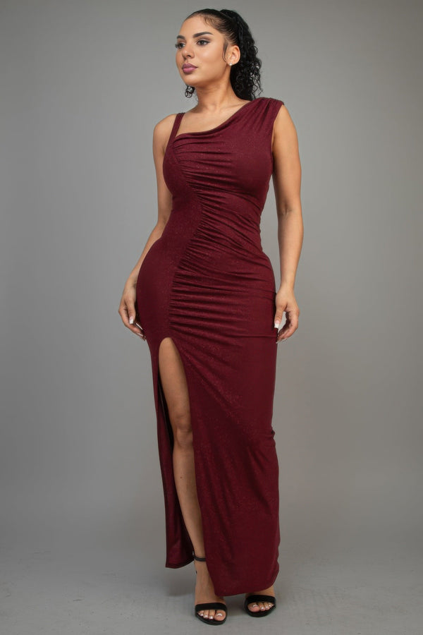 Glitter Slitted Dress - Dress - SmartBuyApparel
