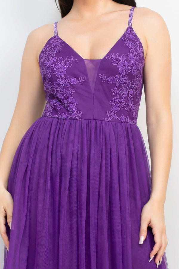 Glittered Straps Mesh Tulle Maxi Dress - Dress - SmartBuyApparel