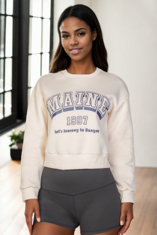 Graphic Drop Shoulder Sweatshirt - women's sweatshirt - SmartBuyApparel