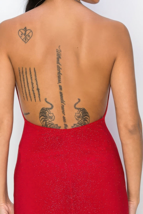 Halter Necklace Trim Long Dress - Dress - SmartBuyApparel