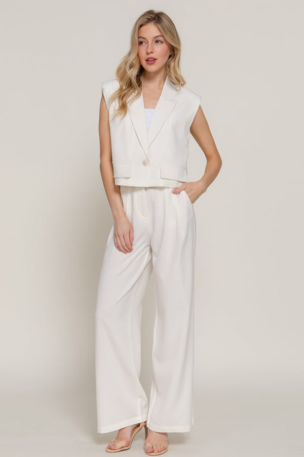 Lapel Collar W/shoulder Pads Vest - Vest - SmartBuyApparel