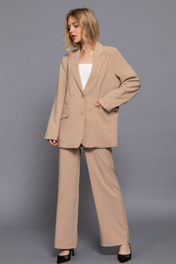 Long Sleeve Front Button Closure Blazer - Women's blazer - SmartBuyApparel
