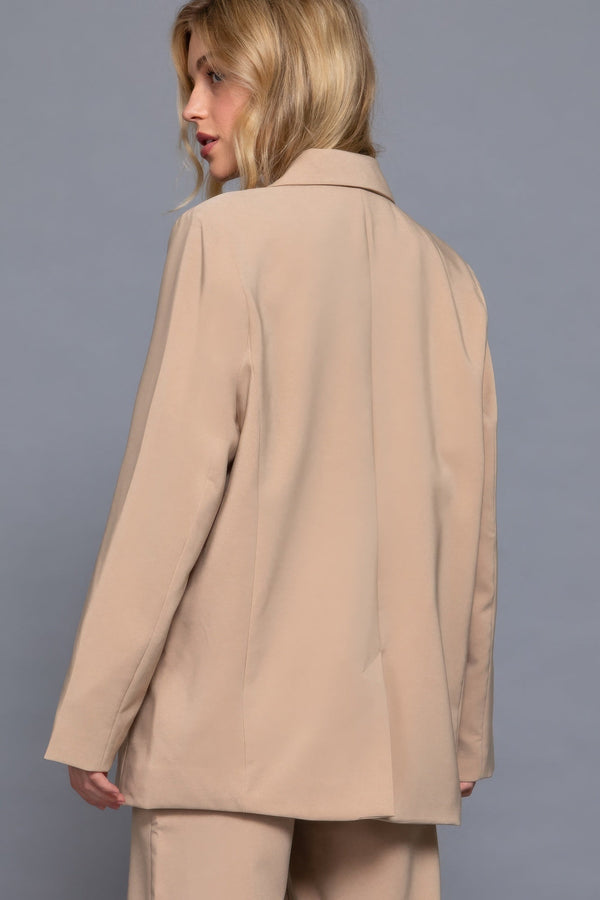 Long Sleeve Front Button Closure Blazer - Women's blazer - SmartBuyApparel
