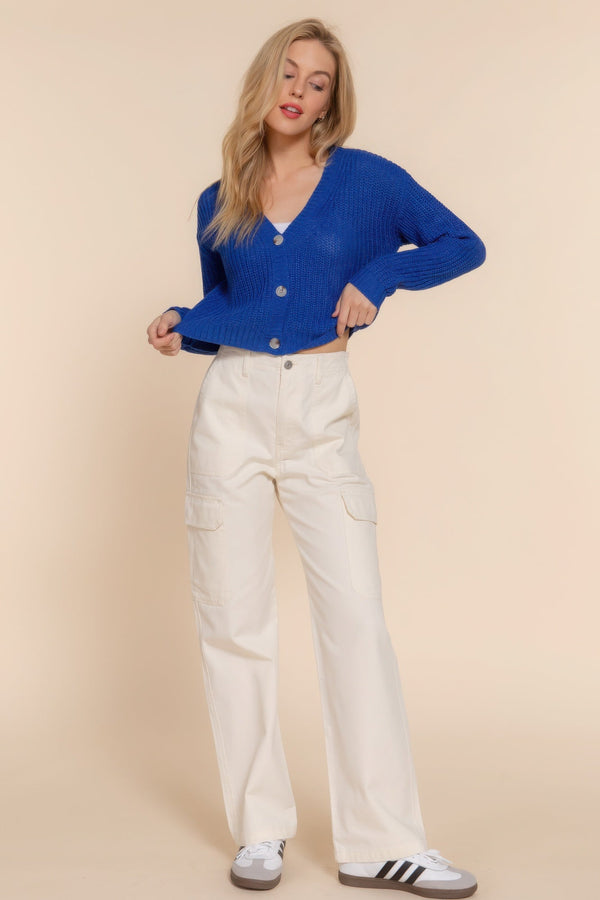 Long Sleeve V - Neck Sweater Cardigan - Women's sweater - SmartBuyApparel