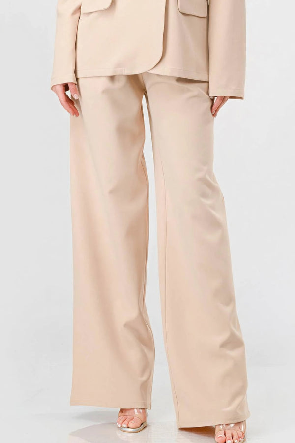 Luxe Stretch Women's Loose Fit Blazer And Wide Legs Pants Semi Formal Set - Type: Women's set - SmartBuyApparel