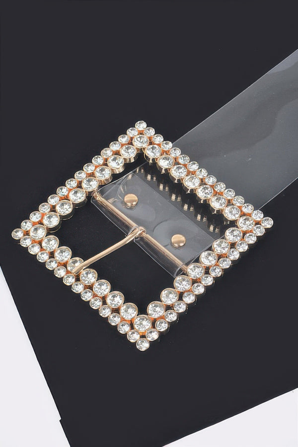 Multi Rhinestone Buckle Clear Plus Size Belt - | SmartBuyApparel