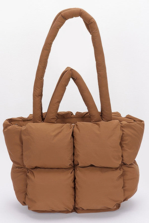 Nylon Quilted Padded Tote Bag - | SmartBuyApparel