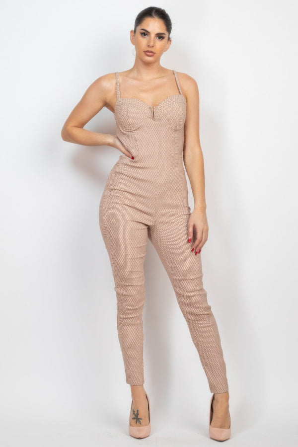Plaid Sleeveless Zippered Jumpsuit - Jumpsuit - SmartBuyApparel