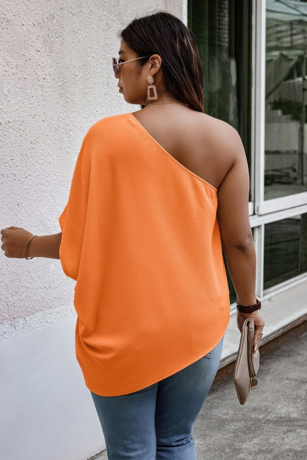 Plus One Shoulder Solid Casual Loose Fit Shirt - | SmartBuyApparel