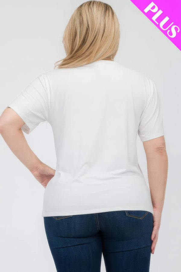 Plus Size Basic Short Sleeve T-shirt - | SmartBuyApparel