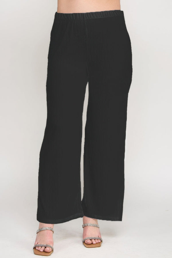 Plus Size Crinkle Knit Pants - | SmartBuyApparel