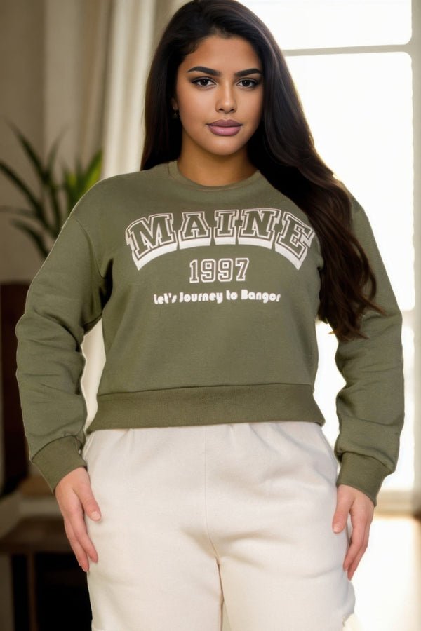 Plus Size Graphic Drop Shoulder Sweatshirt - women's sweatshirt - SmartBuyApparel