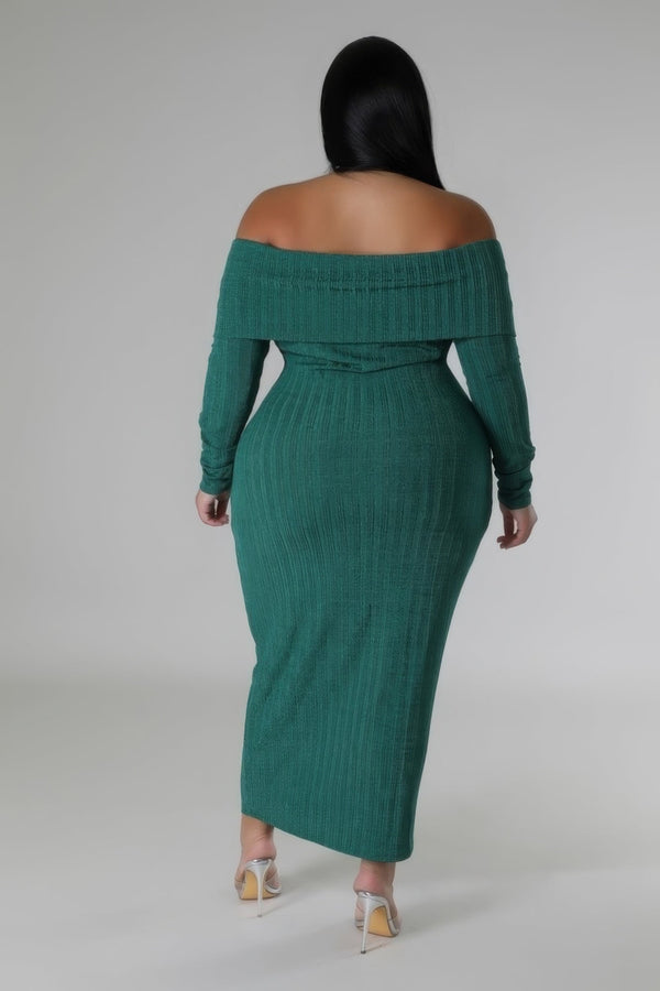 Plus Size Off - Shoulders Stretch Dress - Dress - SmartBuyApparel