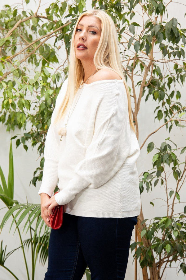 Plus - Size Round Neck Long Sleeve Solid Sweater - Plus - size - SmartBuyApparel