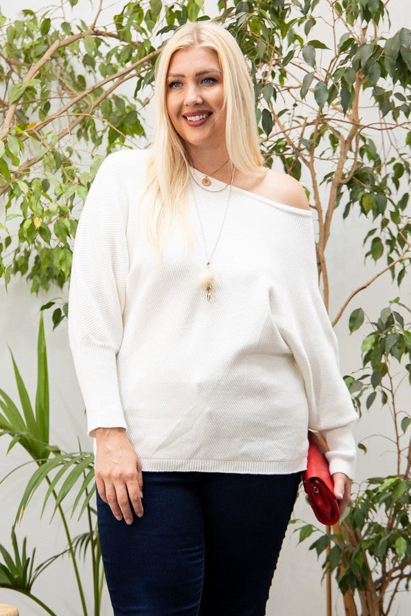 Plus - Size Round Neck Long Sleeve Solid Sweater - Plus - size - SmartBuyApparel