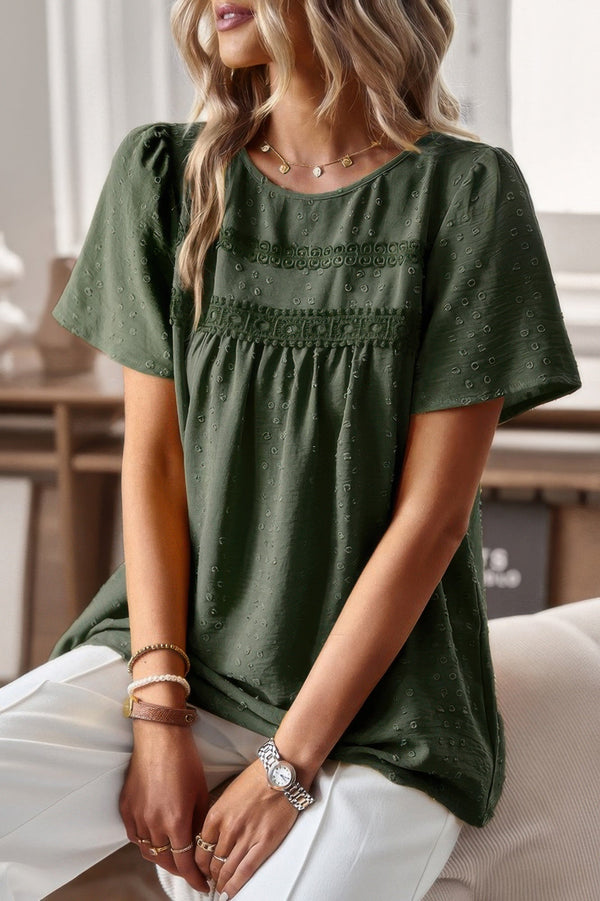 Plus Size Temperament Solid Short Sleeves Top - | SmartBuyApparel