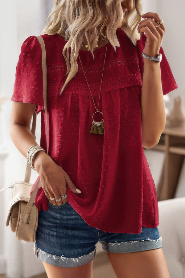 Plus Size Temperament Solid Short Sleeves Top - | SmartBuyApparel