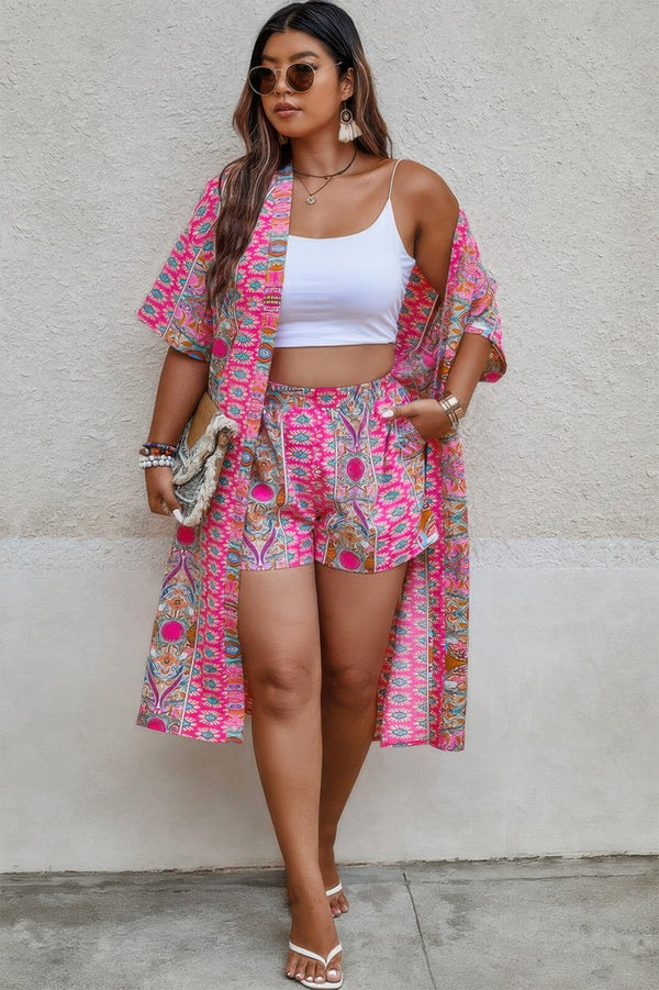 Plus Size Two Pieces Printed Elastic Waist Sets - | SmartBuyApparel