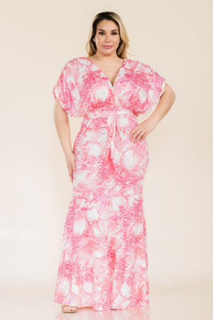 Printed Venesia Tie Waist Mermaid Maxi Dress - Dress - SmartBuyApparel