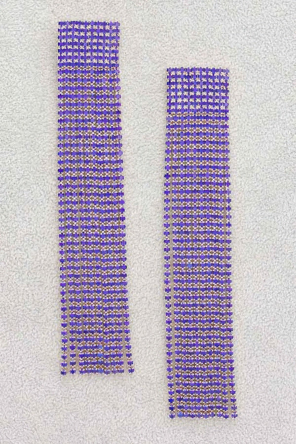 Rhinestone Curtain Drop Earrings - | SmartBuyApparel