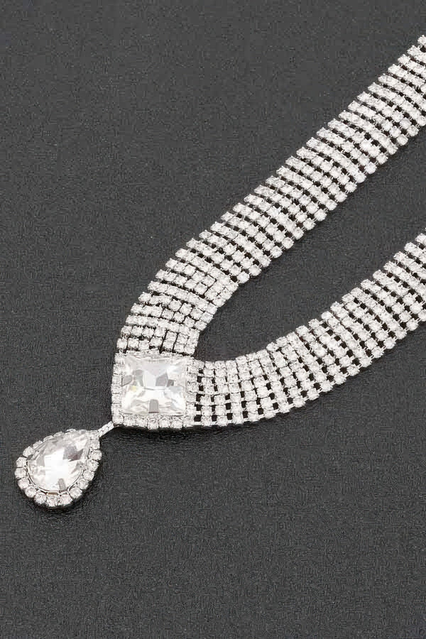 Rhinestone Necklace Set - Jewelry - SmartBuyApparel