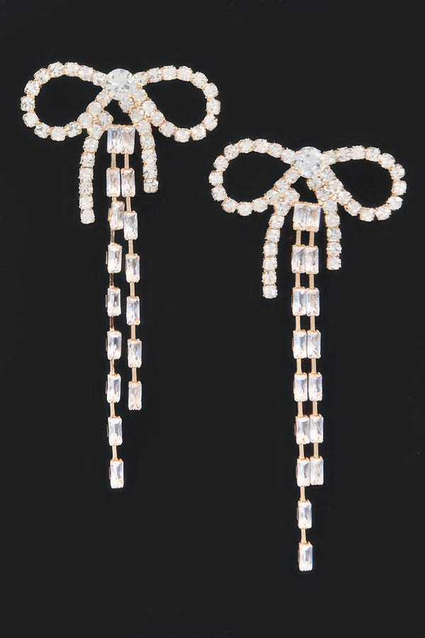 Rhinestone Ribbon Earring - Jewelry - SmartBuyApparel