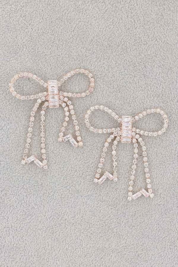 Rhinestone Ribbon Earring - | SmartBuyApparel