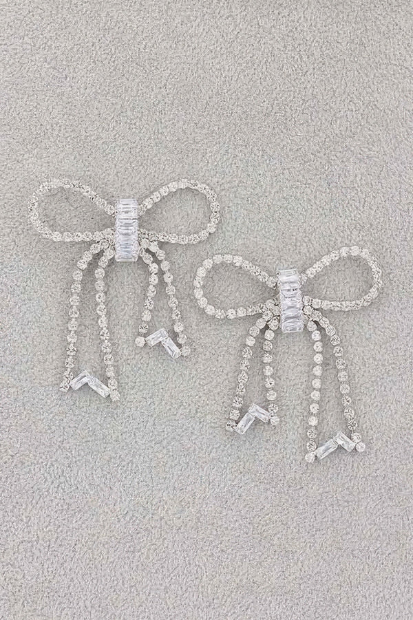 Rhinestone Ribbon Earring - | SmartBuyApparel