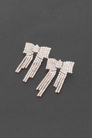 Rhinestone Ribbon Earrings - | SmartBuyApparel