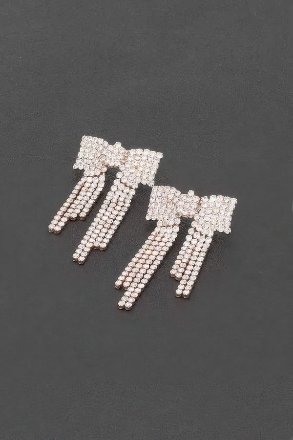 Rhinestone Ribbon Earrings - | SmartBuyApparel