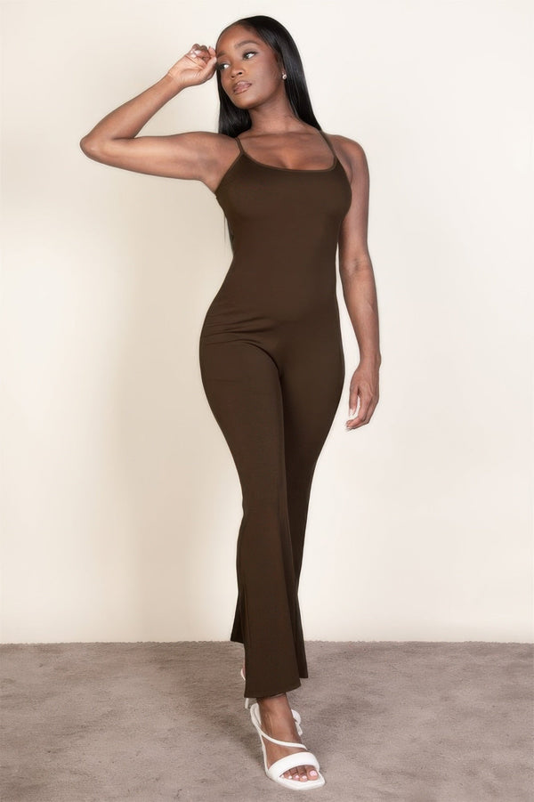 Ribbed Sleeveless Wide Leg Jumpsuit - Jumpsuit - SmartBuyApparel