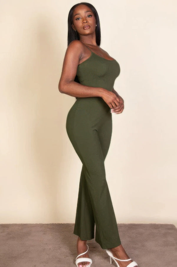 Ribbed sleeveless wide leg jumpsuit - Jumpsuit - SmartBuyApparel