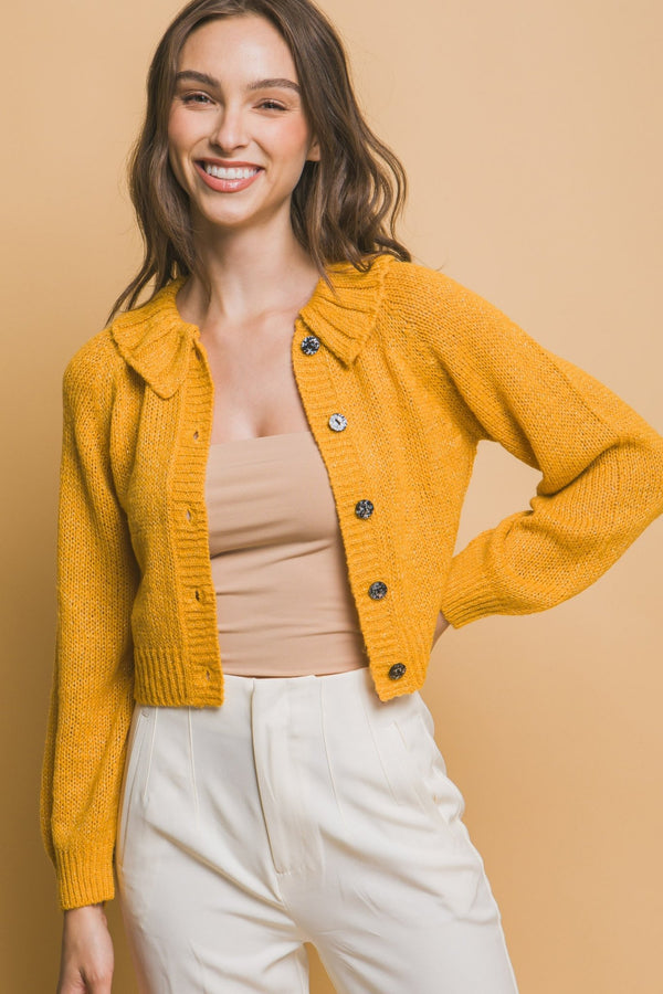 Short collard sweater - Women's sweater - SmartBuyApparel