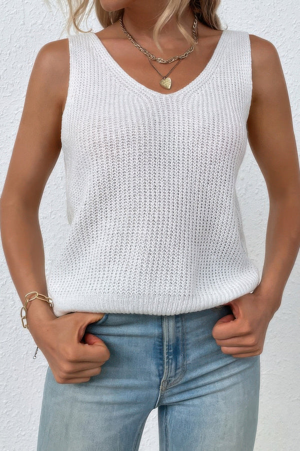 Sleeveless Knit Cross Back Vest - | SmartBuyApparel