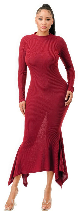 Soft Faux Wool Long Dress - Dress - SmartBuyApparel
